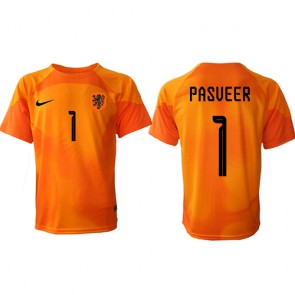 Holandia Remko Pasveer #1 Bramkarskie Koszulka Wyjazdowych MŚ 2022 Krótki Rękaw